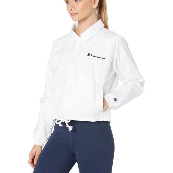 NWT Champion White Cropped Coaches Jacket - Picture 4 of 7
